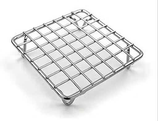 Multipurpose Stainless Steel Hot Pot Rack Stand 8x8 Inch | Heavy Duty Kitchen Storage Rack | Durable Square Wire Stand for Utensils & Gas Stove Use
