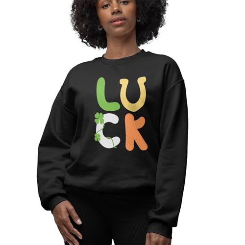 LUCK St. Patricks Day Sweater, Casual St Patricks Day Sweatshirt, Shamrock Jumper for Men Women Military Green3