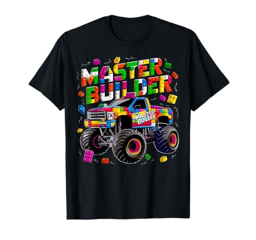 Master Builder モンスタートラック 子供用 積み木 レンガ 男の子 Tシャツ