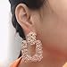 QLUYCKW Chunky Gold Square Earrings for Women Hypoallergenic Fashion Geometric Rectangle Hollow Dangle Drop Earrings Sparkly Trendy Statement Jewelry Gifts (Rose gold)