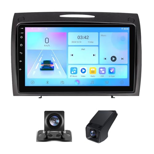 Autoradio Android 13 Mercedes SLK R171 avec écran 9 pouces et commandes au volant