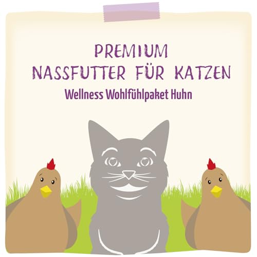 MjAMjAM – Premium Nassfutter für Katzen - Wellness Wohlfühlpaket Huhn, 12er Pack (12 x 125g), getreidefrei mit extra Fleisch