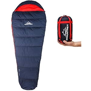 Mountrex Sleeping Bag – Small Pack Size and Ultra-Light (720 g / 1500 g) – Outdoor Summer Sleeping Bag (100 gsm) / 3 – 4 Seasons (300 gsm) Mummy Sleeping Bag – Camping, Travel, Festival – Warm and Can Be Zipped Together