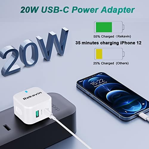 USB C Plug,Fast Charger Plug and Cable for iPhone USB C to Lightning Lead with Plug 20W Charging for iPhone 14/14 Pro/13/13 Pro/13 Pro Max/12/12 Pro/11 Pro/10/X,Type C Power Charge Adapter and Wire