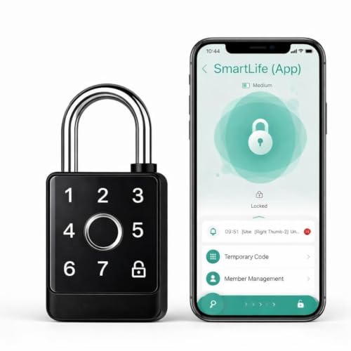 Image of AERYS Smart Lock Fingerprint & Password Padlock with 1 Year Warranty, | 5-Way Unlock | Lock for Gym, Office, Home, Luggage, Gate - Waterproof & Long Battery Life