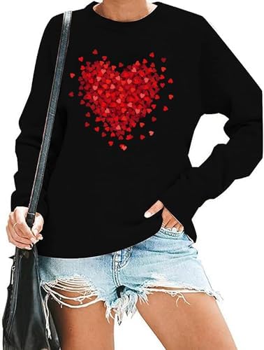 Valentine's Day Women's Funny Love Heart Graphic Shirt - Casual L...