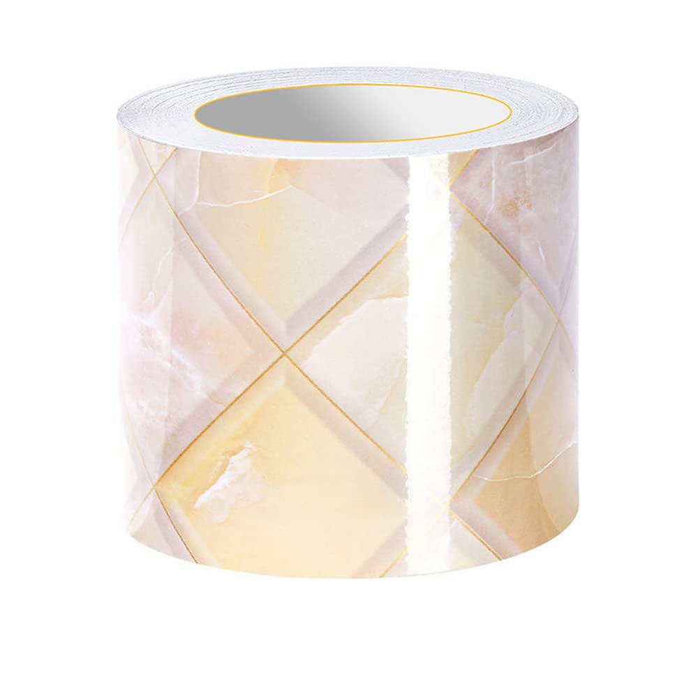 VisitRyl Peel and Stick Wallpaper Borders Self-Adhesive for Bathroom Wall Border Sticker Home Ceiling Decorative Border for Living Room Kitchen Yellow Plaid 12cm X 500cm