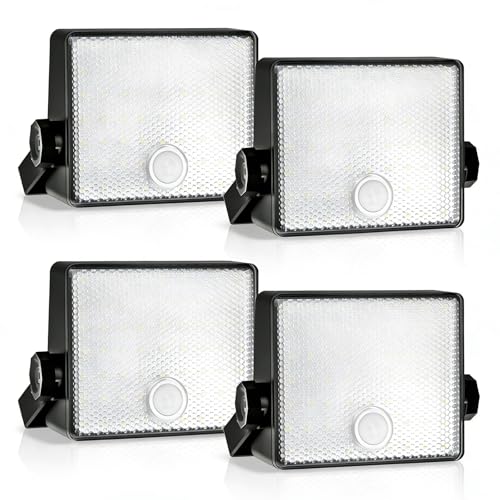 HAARAY Light Sensor Auto Head-up Solar Motion Sensor Outdoor Lights 2200mAh, 7500K LED Solar Security Wall Flood Lights Outdoor IP65 Waterproof 3 Modes for Outside Yard Patio, 4 Pack
