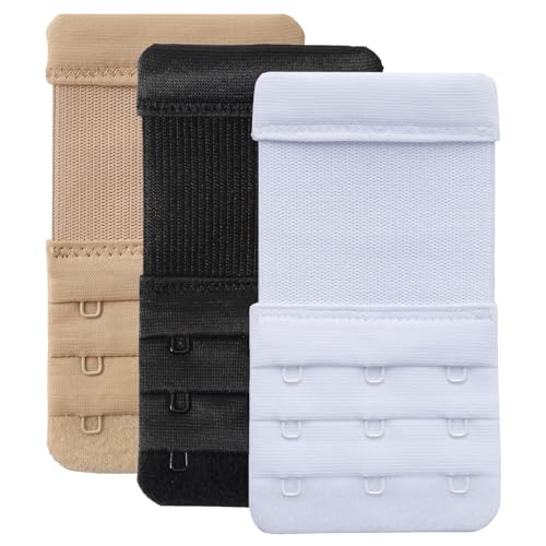 YARBAR Bra Extenders 3 Hooks Elastic Bra Back Extension Strap, 3 PCS