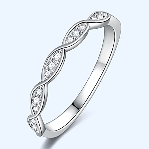 Huxicui 2Mm Love Ring For Women 925 Sterling Silver Aaa Cubic Zirconia Stacking Crystal Statement Rings For Girls Stackable Thin Cz Ring Wedding Band Comfort Fit Size 8 #TOP5