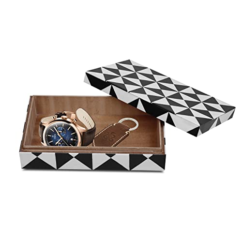 Handicrafts Home Decorative Storage Box with Lid, Black and White Decorative Remote Holder Box - Image 4