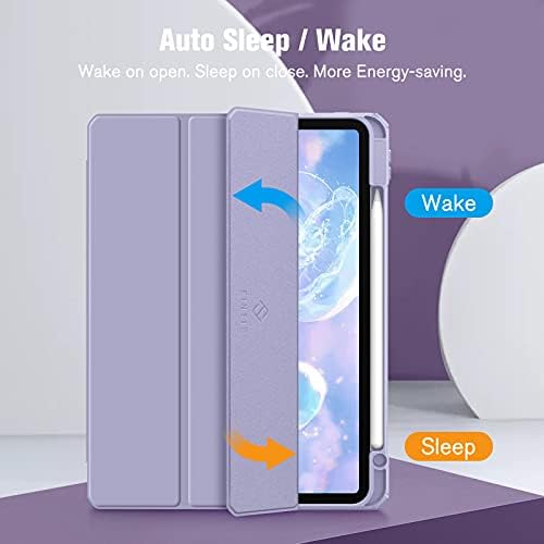 FINTIE Hybrid Case Compatible with iPad Pro 11 Inch (2022/2021/2020/2018, 4th/3rd/2nd/1st Generation) - Ultra Slim Shockproof Clear Cover w/Pencil Holder, Auto Wake/Sleep, Lilac Purple