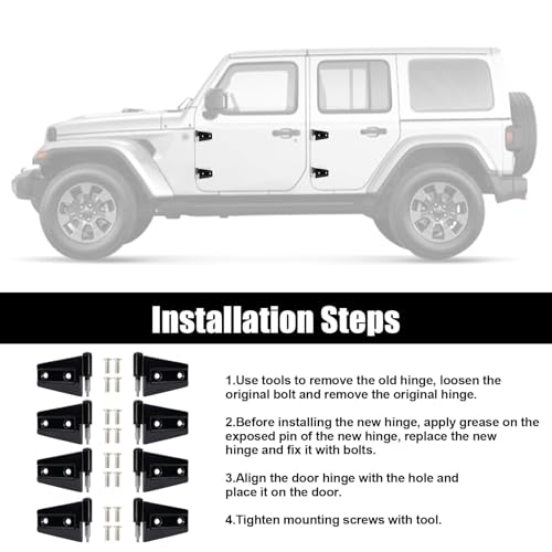 4 Door Hinge Assembly Kits for Jeep Wrangler JK JKU 2007-2018 Inner & Outer by PSLER - Used condition - Image 4