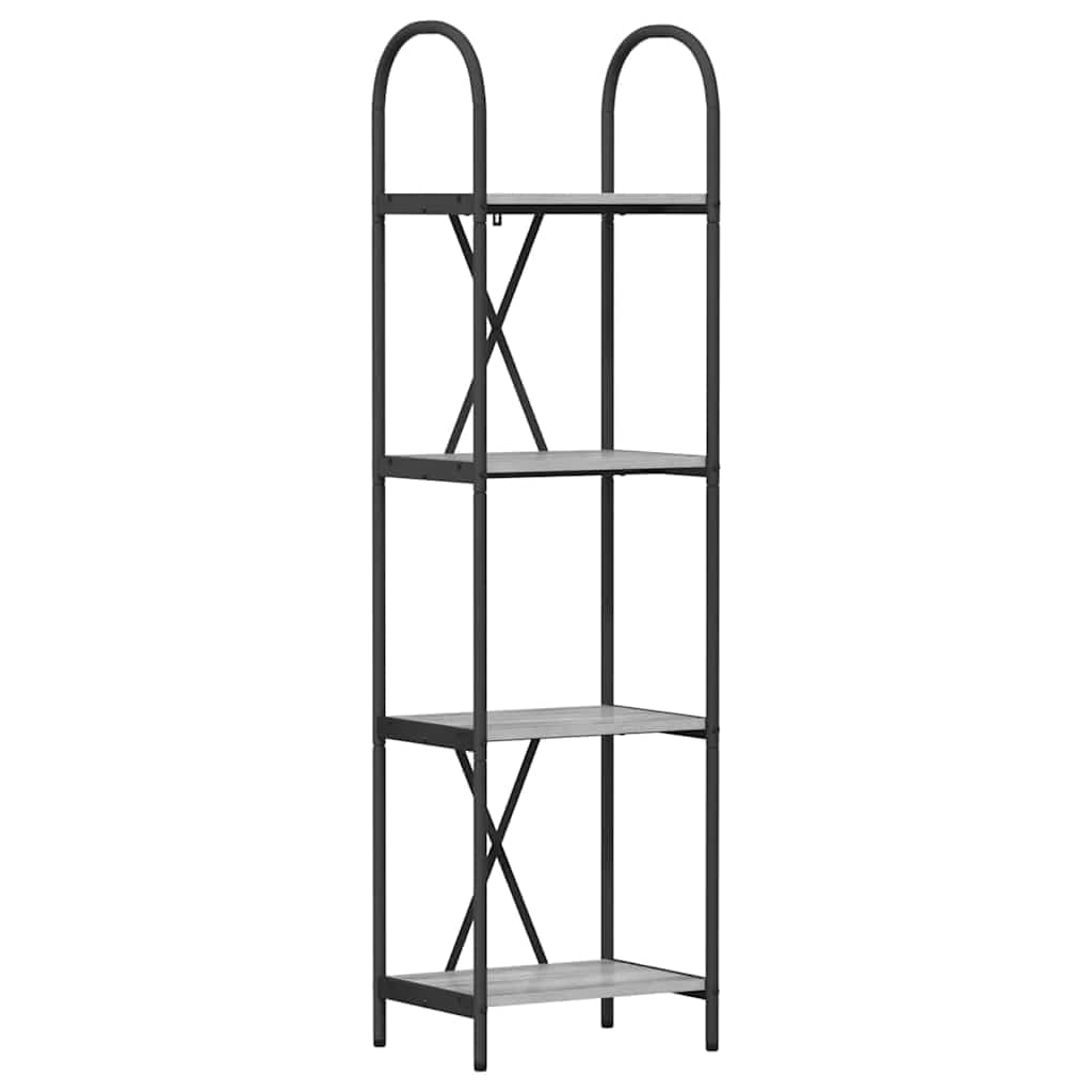 estantería gris Sonoma 40 x 30 x 146 cm, estantería moderna con 4 estantes, material de madera, marco de acero estable para sala de estar, estudio, almacenamiento versátil