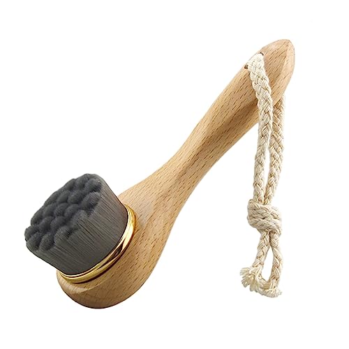 SKISUNO Cepillo Facial de Limpieza Manual con Cerdas Suaves de Mango de Madera de Haya para Exfoliación Masaje y Limpieza Profunda de Tipo de Color Aleatorio Color Aleatorio