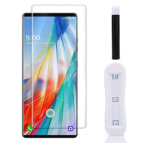 Image of STP FEEL� Premium Curved UV Tempered Glass for LG Wing (Pack of 1) Advanced Border Less Full Screen Coverage UV Screen Protector Guard with Installation Kit