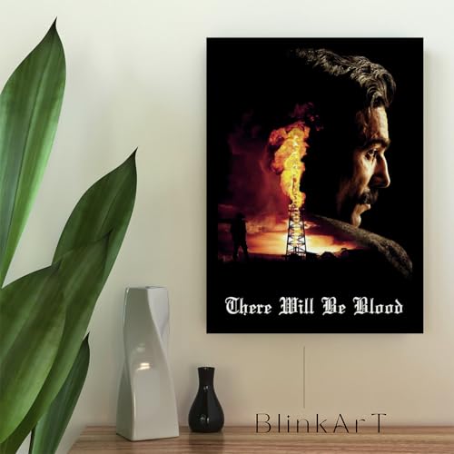 Image of BLINKART There Will Be Blood (2007) Movie Poster Frame 12x18 Inch | Premium 300 GSM Paper Wall Print | Mid Century Vintage Film Artwork for Home, Bedroom, Living Room, Office | Framed Photo Decor