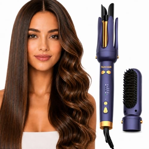 Image of Tash Hair 2 in 1 Hair Curler Machine & Straightening Brush Combo for Women- 3 Heat Modes, 2 Curl Timers, Ionic Technology for Frizz-Free Finish, Automatic Inward & Outward Curling (1 Year Warranty)