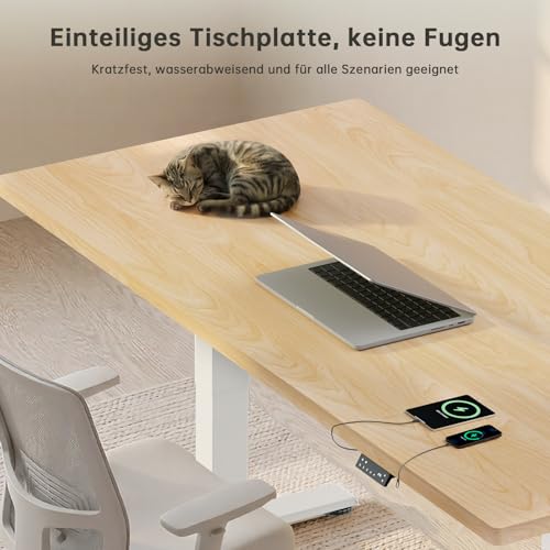 Devoko Höhenverstellbarer Schreibtisch mit 2 Motoren，25mm Einteilige Tischplatte, 160x80 cm Mobiler Elektrisch Computertisch mit Kabel… – Ansicht 3