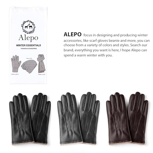 Alepo Luvas de inverno de couro PU para homens, quente, térmico, tela sensível ao toque, para digita