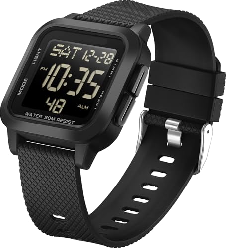 Square Digital Watch Military Watches Waterproof Sport Wristwatch Tactical Casual Simple Minimalist Watches LED Stopwatch Countdown Alarm Wrist Watch for Men Women