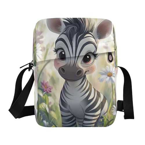 Crossbody Bag Messenger Bag for Women Men Purse Shoulder Bag Satchel Bag with Adjustable Strap 214B9221cute Zebra Flower