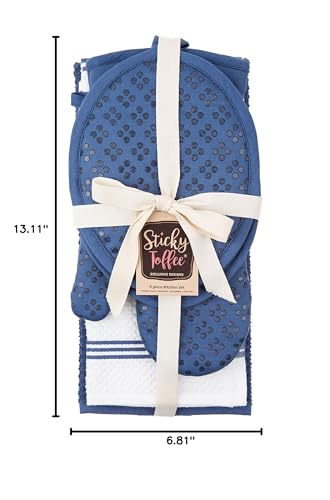 image for Sticky Toffee 9-Piece Kitchen Set – Dark Blue 100% Cotton Terry Dish