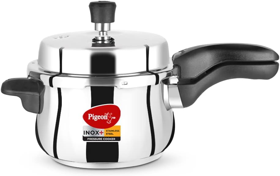 Pigeon by Stovekraft Stainless Steel Pressure Cooker (14501) 3 Litre, Induction Base Outer Lid, Silver