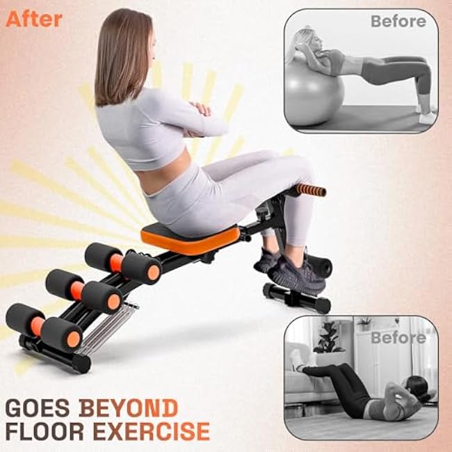 Ab Workout Bench for Home Gym,Ab Adjustable Workout Crunch Machine,Multi-FunctionalAb Exercise Equipment for Total Body Workout,Sit Up Exercise Chair for Full Body Workout Black