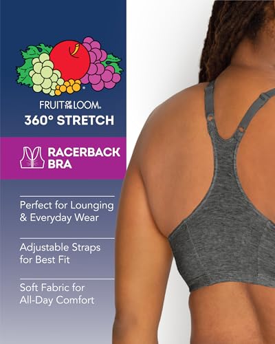 Image of Fruit of the Loom Women's Adjustable Shirred Front Racerback Sports Bra Multi Packs!