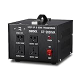 ZGROCK 2000 Watt Voltage Converter Transformer - Heavy Duty Step Up/Down AC 110V/120V/220V/240V Power Converter - Circuit Breaker Protection – DC 5V USB Port