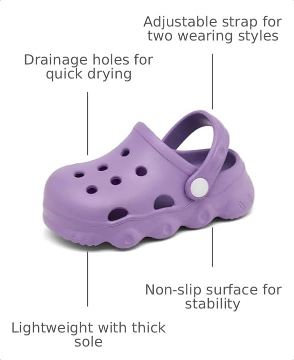 Image of INMINPIN Kids Cute Clogs Cartoon Garden Shoes Boys Girls Slides Slippers Indoor Outdoor Children Water Shower Beach Pool Sandals