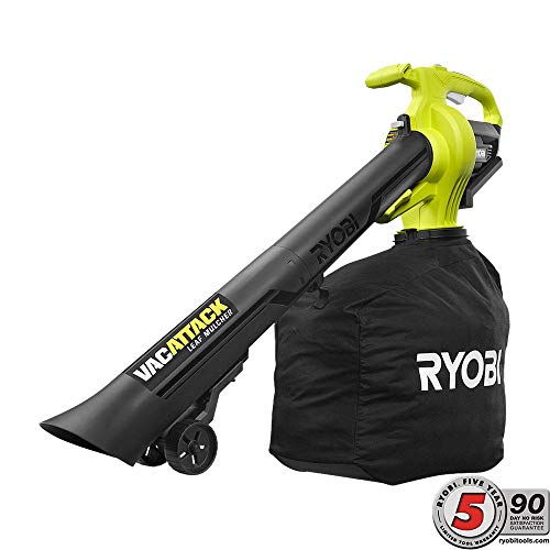 RYOBI 40-Volt VacAttack Lithium-Ion Cordless Leaf Vacuum Mulcher with Metal Impeller,Variable Speed Dial, and Heavy Duty Bag (Battery and Charger Not Included)