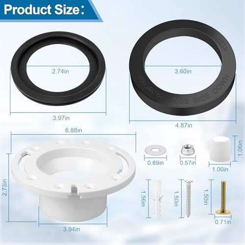 Image of RV Toilet Seal and 3 Inch Socket RV Toilet Flange for Dometic 300 /310 /320 RV Toilets, Toilet Parts Replaces 385345892 Flange, 385311658 Flush Seal and 385311652 Base Seal, 3 in 1 RV Toilet Repair Kit