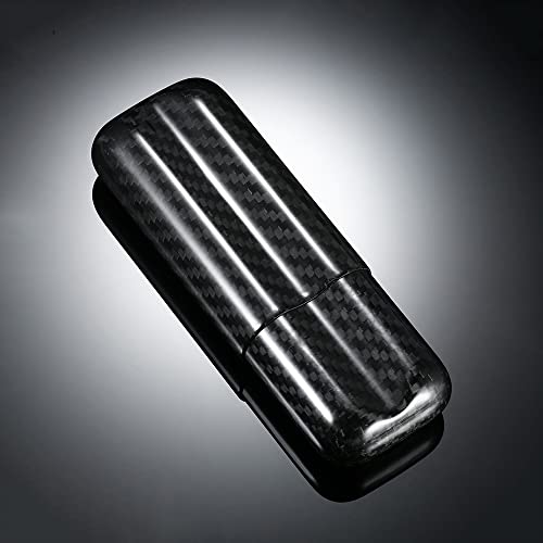 Karlak Humidor de Voyage à Cigares en Fibre de Carbone 2 Cigar, Tube de Rangement de Cigares Léger pour jusqu'à 57 Cigares de Jauge à Anneaux, Support de Cigare