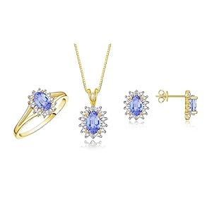 Rylos Women’s Yellow Gold Plated Silver Birthstone Set: Ring, Earring & Pendant Necklace. Gemstone & Diamonds, 6X4MM Birthstone. Perfectly Matching Friendship Jewelry. Sizes 5-10.