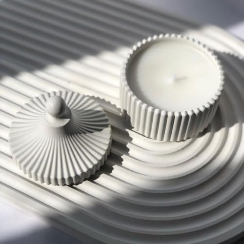 Image of Kitty Cat Aesthetic Soy Wax Scented Candles | Reusable Concrete Sea Shell Jars | Vanilla Aroma | 12+ Hours Burn Time | Perfect Home Decor for Bedroom, Office & Hostel (Fluted Jar Candle)