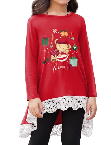 Image of Arshiner Girls Tunic Tops Casual Basic Loose Soft Swing Pullover Long Blouse T-Shirt Tee