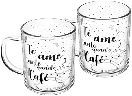 LYOR - Conjunto 2 Canecas em Vidro para Café com Frase ''Te Amo''...