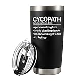 Cycopath Definition - Vaso aislado al vacío para ciclistas, papá, mamá, hermano, hermana, novia, novio, ciclista, regalo para hombres y mujeres, ciclismo, 591 ml, color negro, con tapa extraíble y