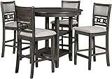 New Classic Furniture Gia 5-Piece Counter Dining Set with 1 Table and 4 Chairs, 42.25-Inch, Gray