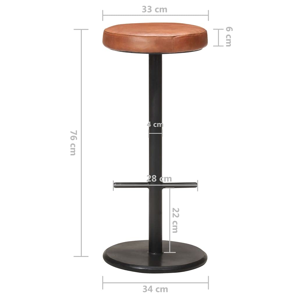 Generic Juego de 2 Taburetes de Bar de Cuero Genuino, Asientos Suaves, Estructura de Hierro Robusta, Ideal para el Hogar, con Reposapiés, Taburetes de Bar 2 Piezas de Cuero Genuino (Marrón)