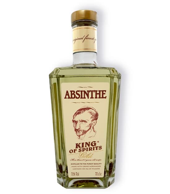 La Boheme König der Geister Gold Absinthe mit 100 mg Thujon und 70% ABV - Handgefertigt nach Originalrezept, Anis Geschmack, Flasche, Ungesüßt, Stark, Ohne künstliche Farbstoffe und Zusatzstoffe