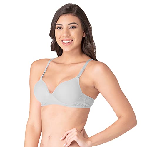 Image of Komli - Heavily Padded Push-Up Bra - Cotton Rich - Balconette - 3 /4th Coverage, Seamless, Wireless, Multiway Straps - T-Shirt Bra