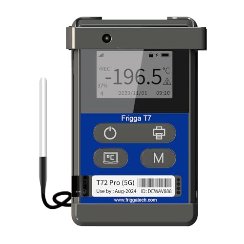 Frigga T72 Pro 4G/5G Temperature & Humidity Monitor with Ultra-Low External Sensor Real-Time Reusable Data Logger Remote Digital Recorder Rechargeable 50000 Points