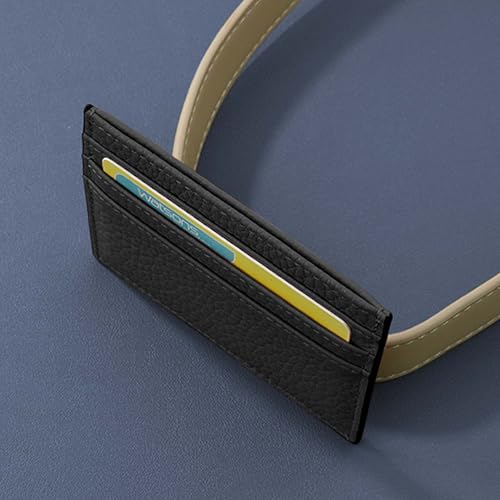 Image of M-Plateau Super Slim Genuine Leather Credit Card Wallet | Card Holder, Small Wallet for Man and Women with 6 Card Slots and 1 Pocket (Black)