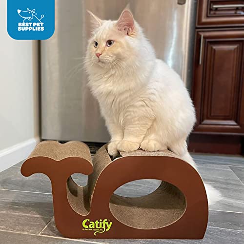 Image of Best Pet Supplies Catify Cat Scratcher, Fun Interactive Scratchers, Posts, Poles, Claw Safe, Furniture Saver Indoor Play Support Natural Cat Behaviors Heavy Duty - Whale