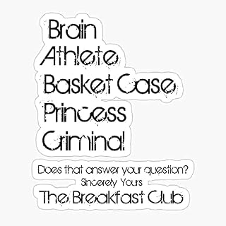 Breakfast Pack Quote Brat Club Teen Film Movie Sticker Decal Vinyl - Peel and Stick to Any Smooth Surface