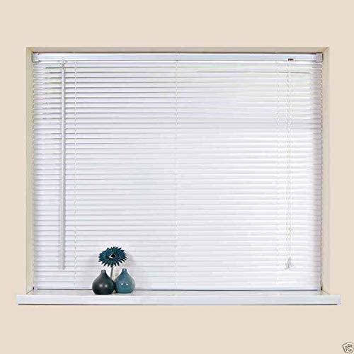 PVC Venetian Blind Blinds Easy Fit Curtains Trimmable Fittings Windows Treatment Shutters Twist Open Close (White, 90x150)