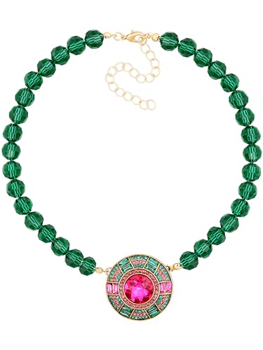 OJERRY Byzantine Medieval Statement Sparkling Gemstone Chunky Bib Charm Cluster Necklace for Women, Jewelry Accessories Romantic Cool Gifts for Her Women